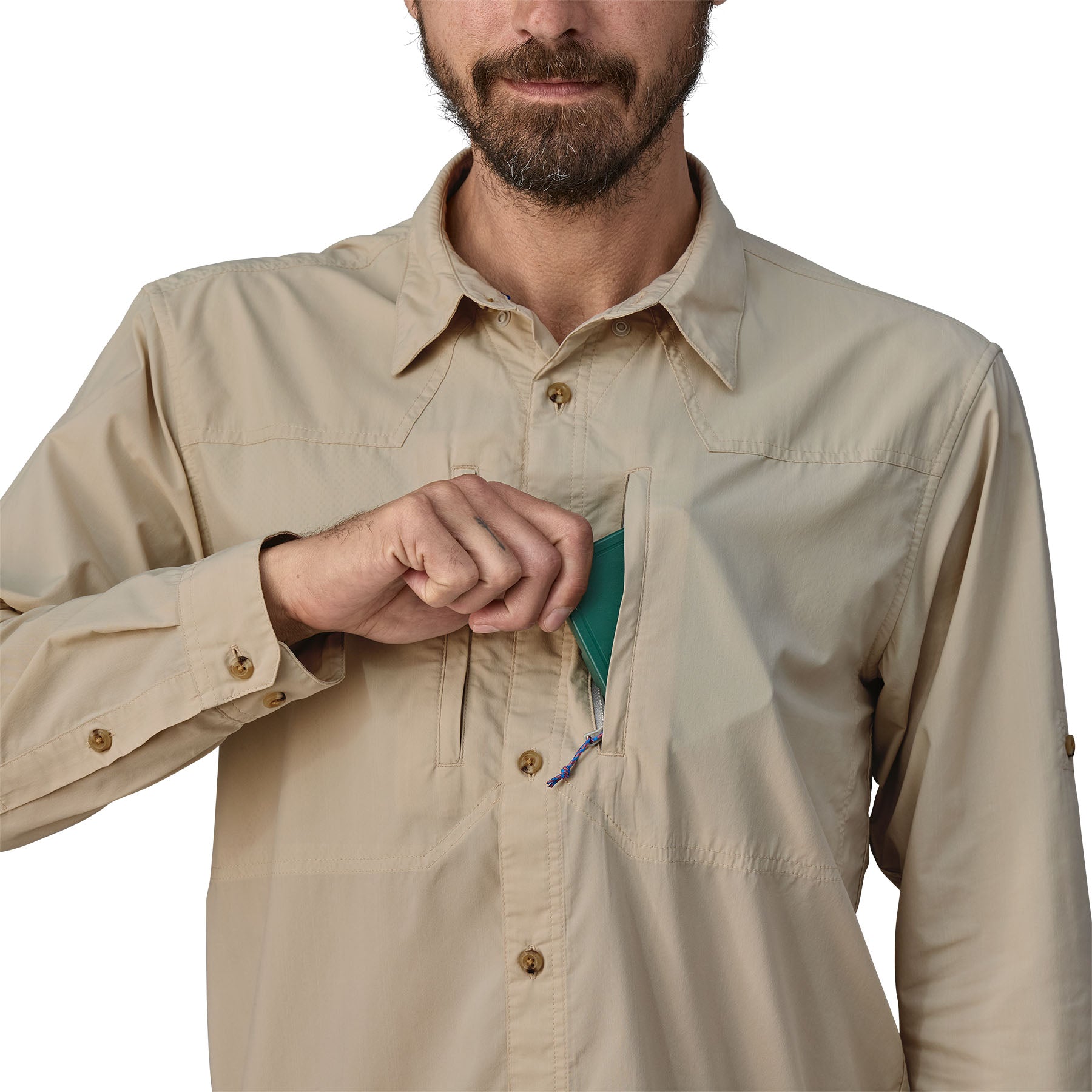 Patagonia Men's L/S Sun Stretch Shirt Pumice Image 04