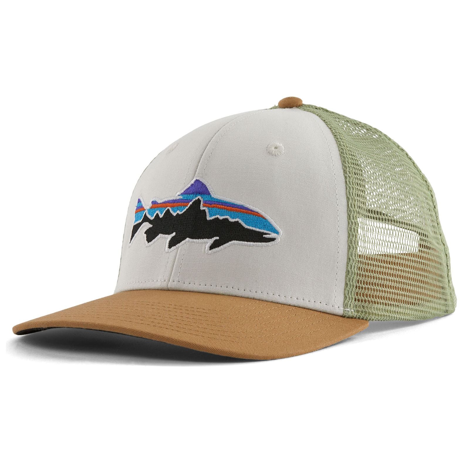 Patagonia Fitz Roy Trout Trucker Hat White w/Classic Tan Image 01
