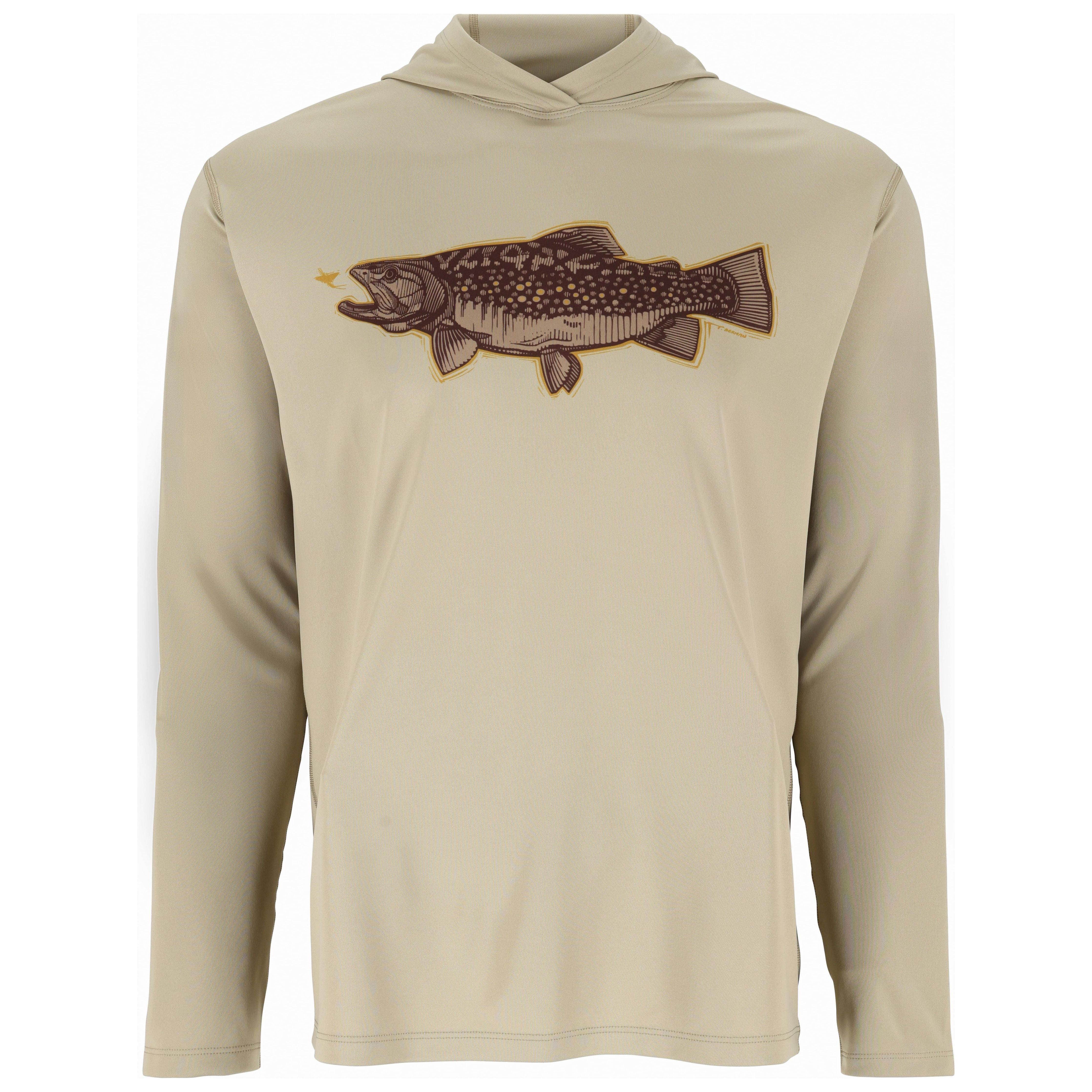 Simms Men's Tech Hoody Artist Series Stone Trout Fly Image 01
