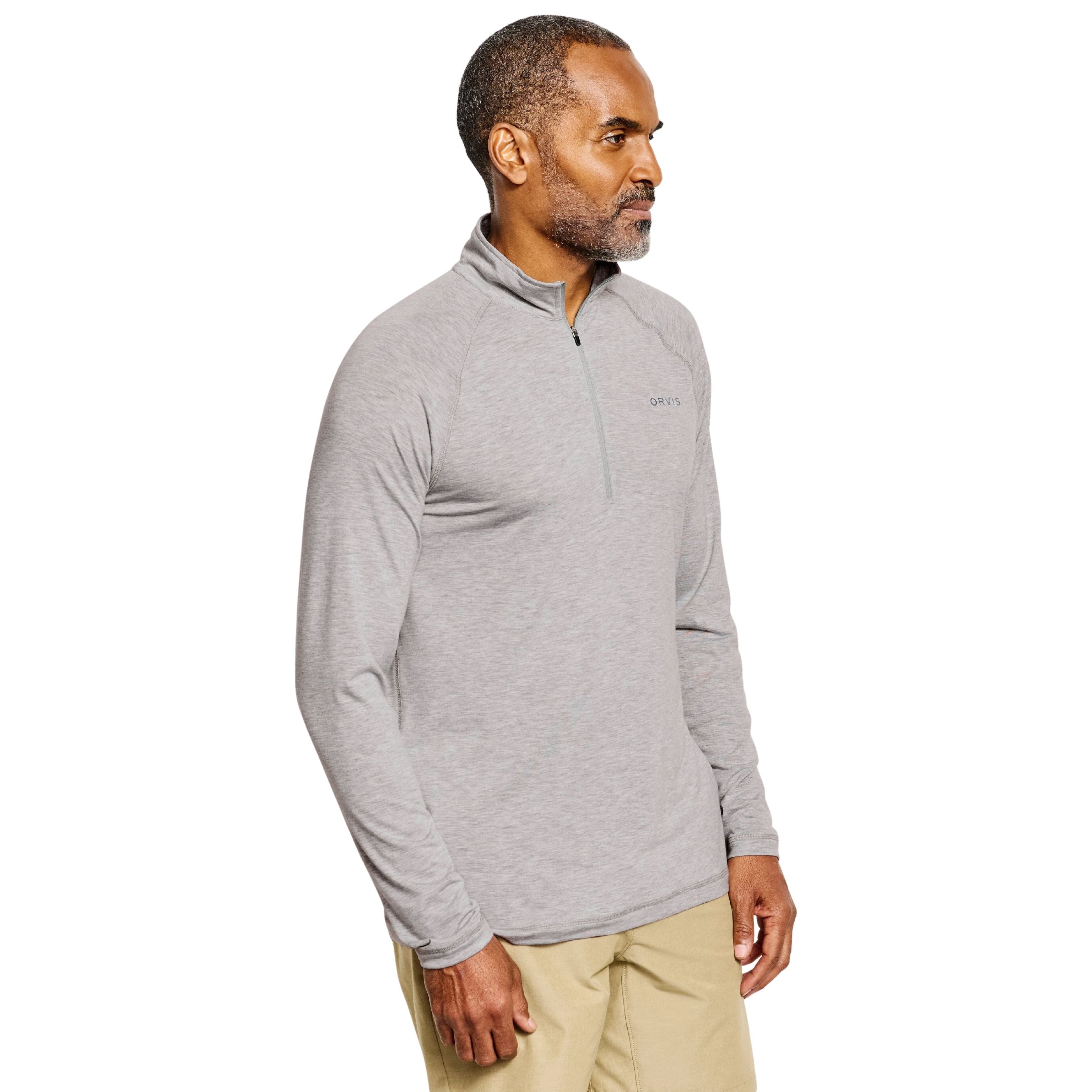 Orvis Dricast 1/4 Zip Light Gray Heather Image 03