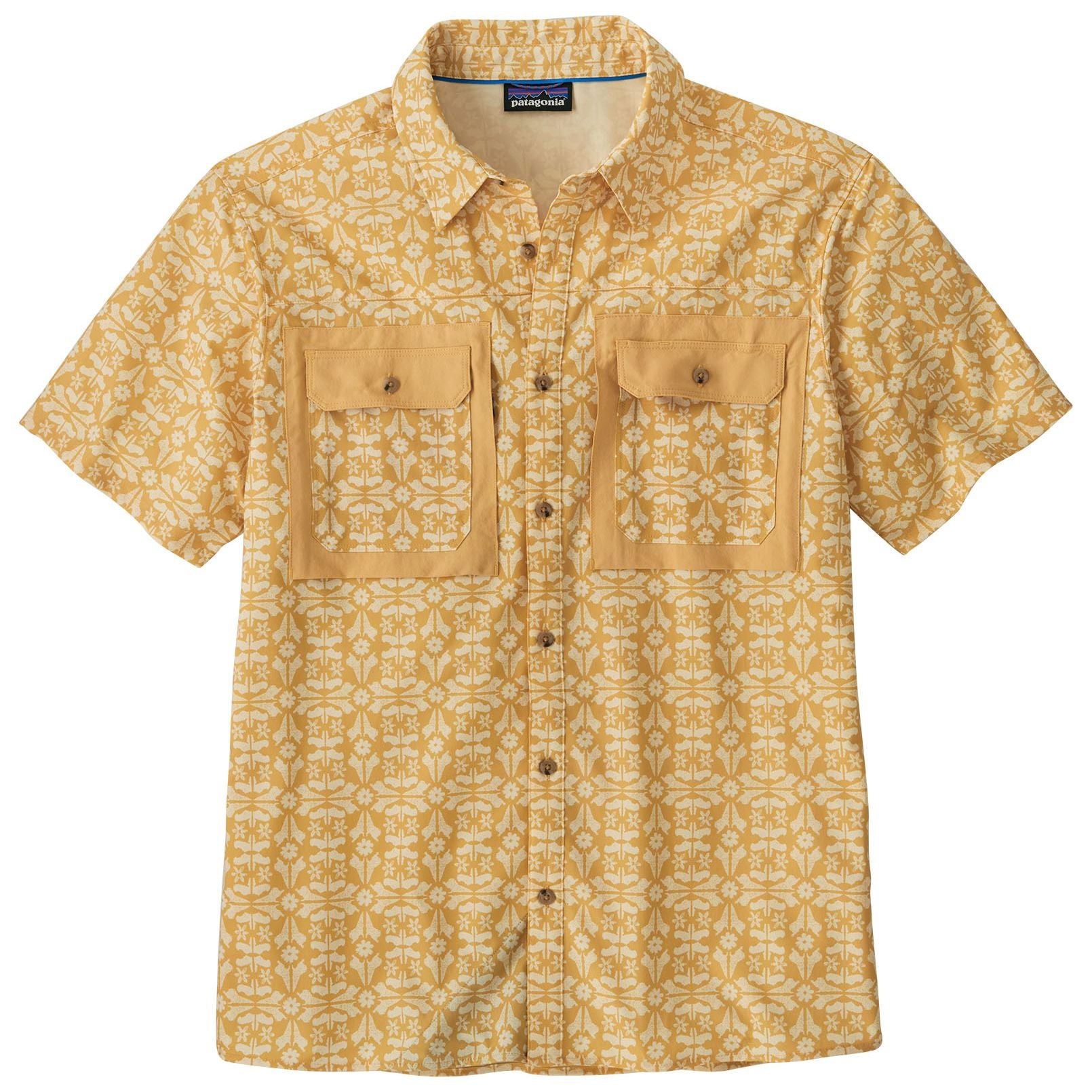 Patagonia Men's Short-Sleeved Self-Guided Sun Shirt Marmot Field: Beeswax Tan Image 01