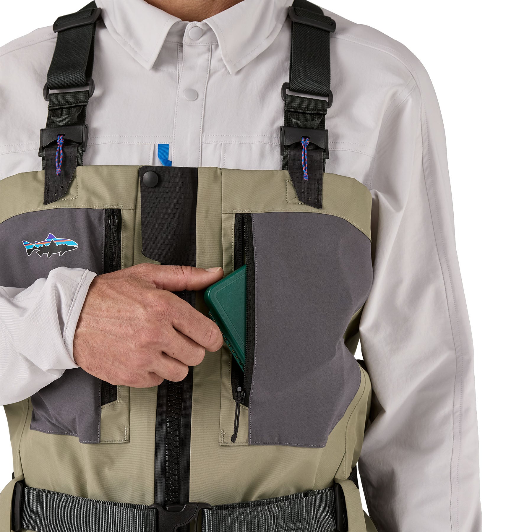 Patagonia Men's Swiftcurrent Traverse Zip-Front Waders River Rock Green Image 09