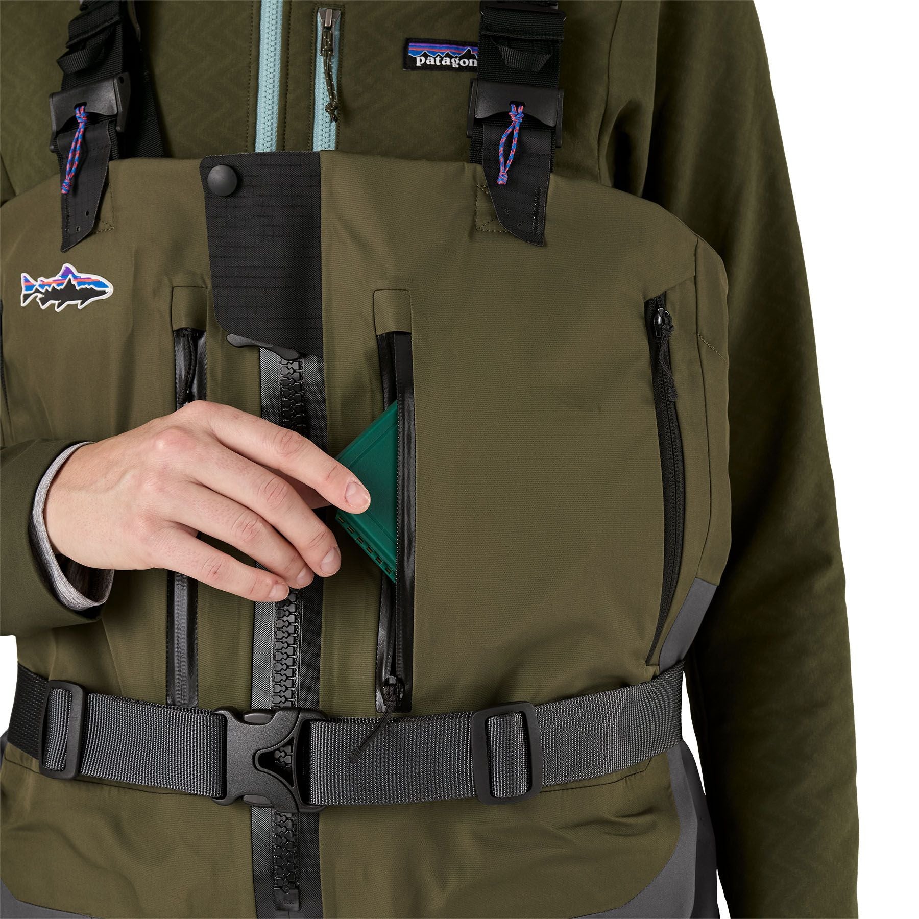 Patagonia Women's Swiftcurrent Expedition Zip Front Waders Basin Green