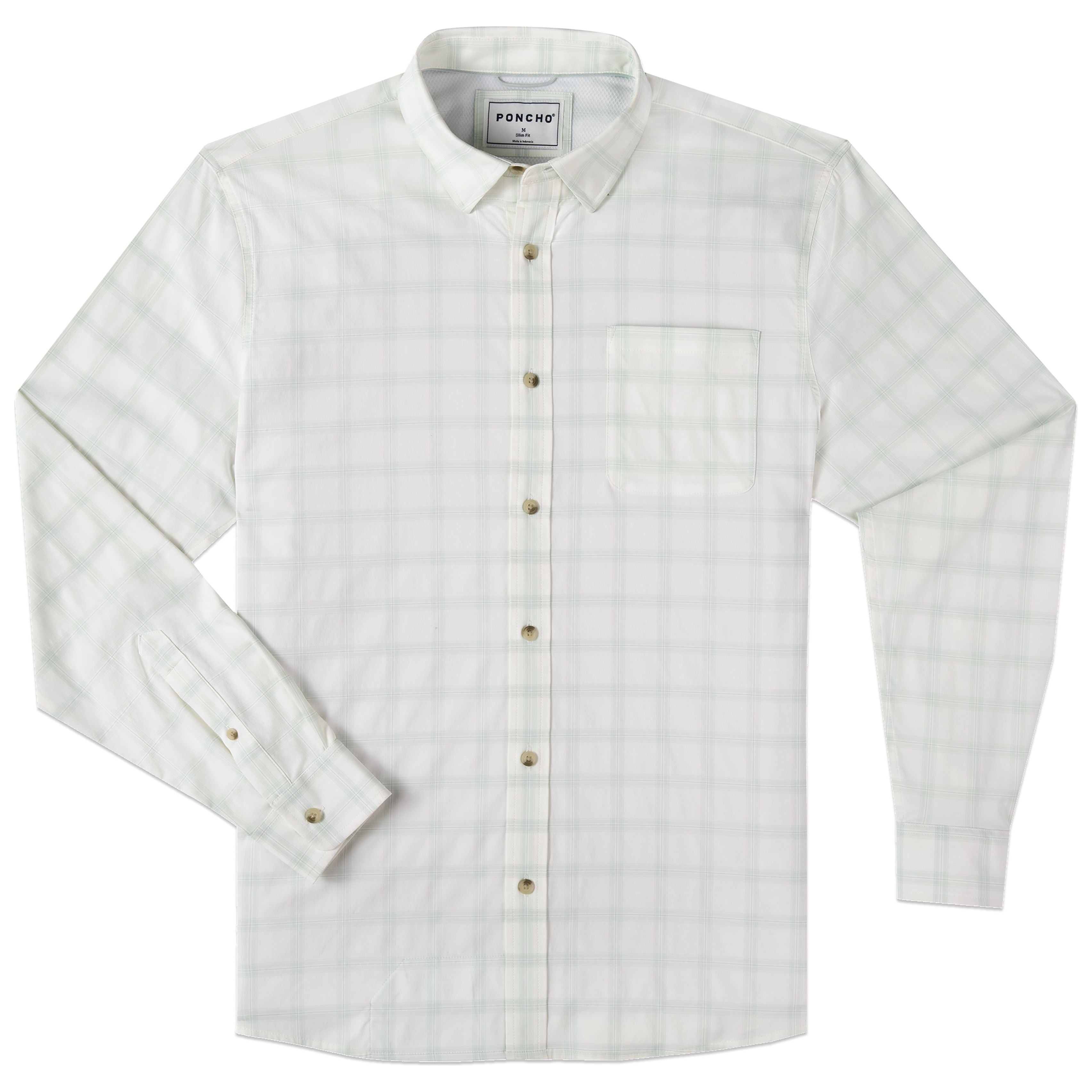 Poncho Men's The St. Simons Pale Green Plaid Image 01
