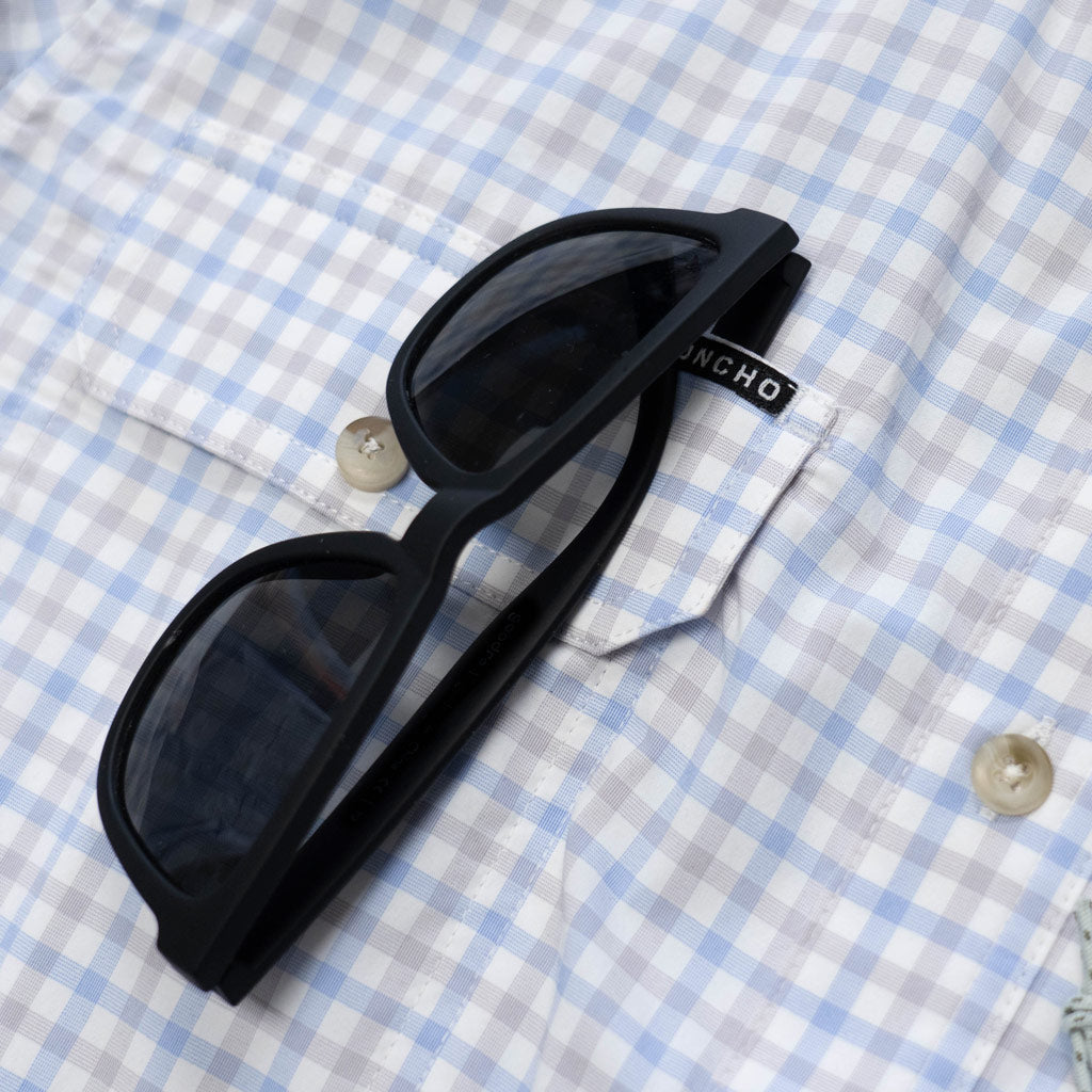 Poncho Men's The Catfish Blue and Grey Plaid Image 05